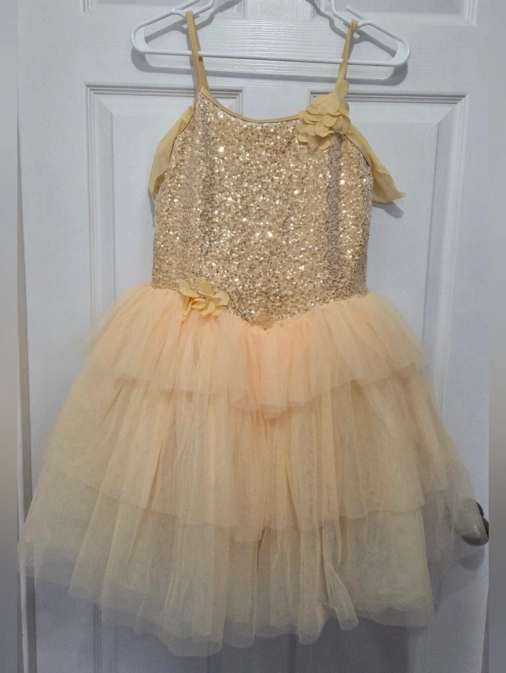Weissman Showtime Buttercream Yellow Sequin Tutu Dance Costume Size XXLC